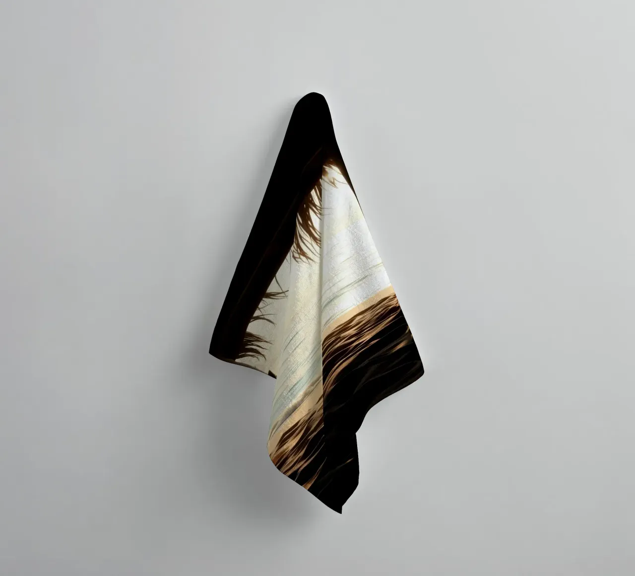 Sunset view from a beach hut overlooking calm waters towel by DesignDoodle