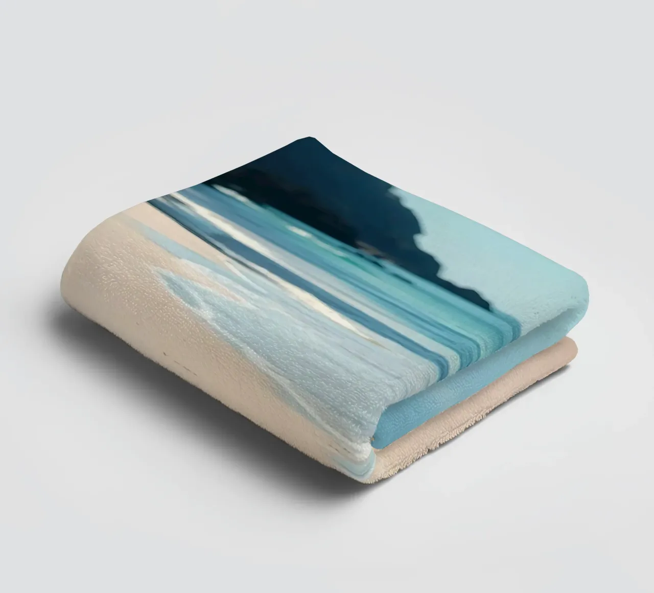 Serene coastline with soft waves lapping against pristine towel by DesignDoodle