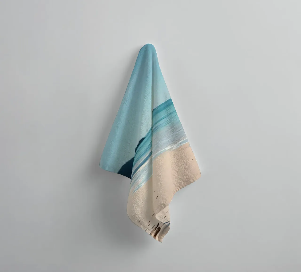 Serene coastline with soft waves lapping against pristine towel by DesignDoodle