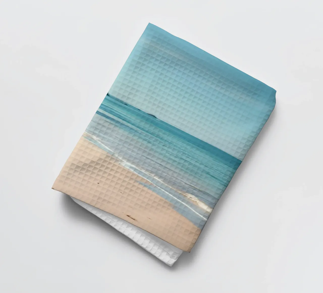 Serene coastline with soft waves lapping against pristine tea towel by DesignDoodle