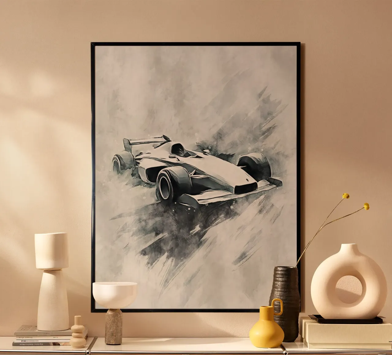 Formula one Car Racing art poster con telaio in legno da Mateo