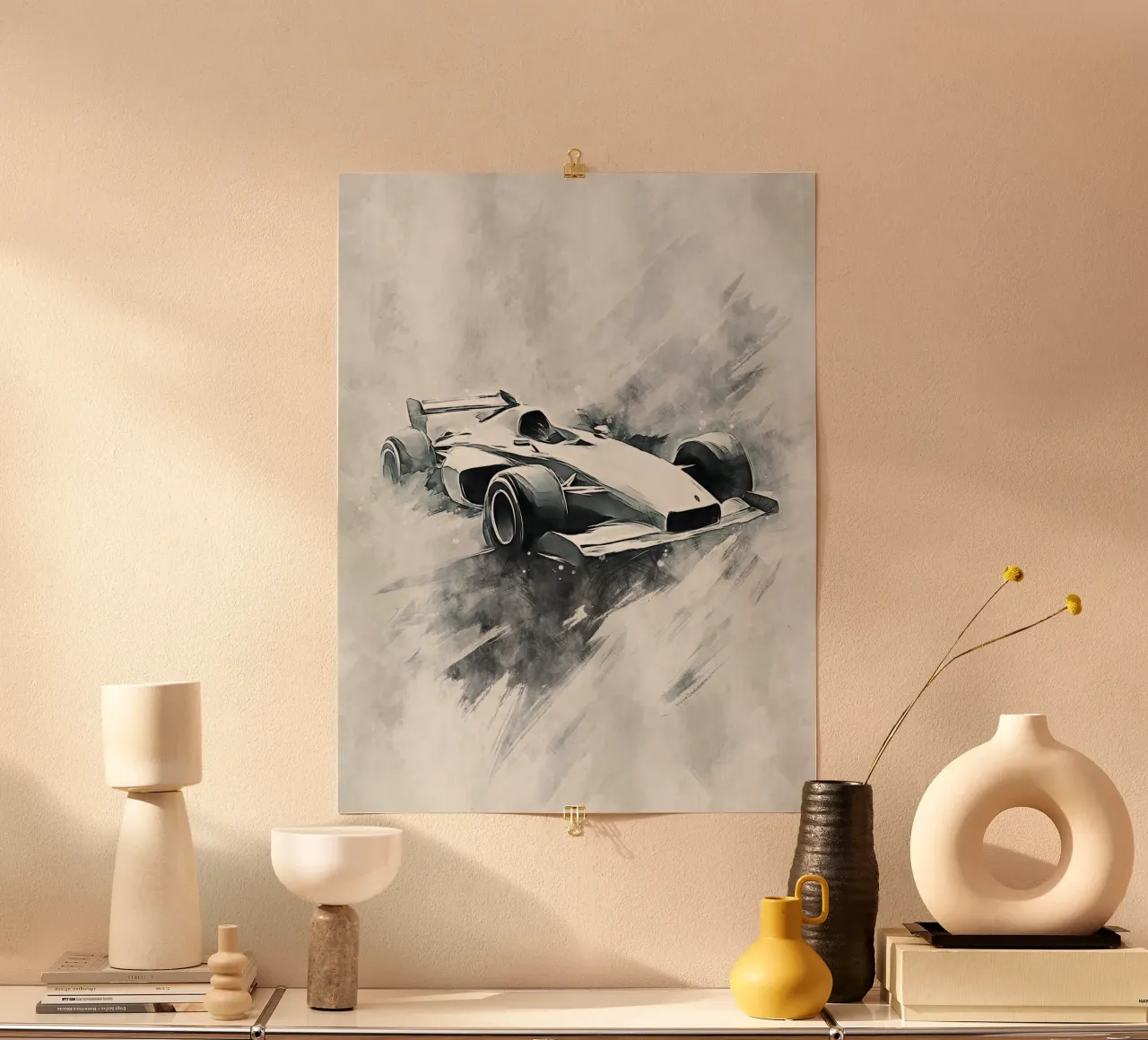 Formula one Car Racing art poster con telaio in legno da Mateo