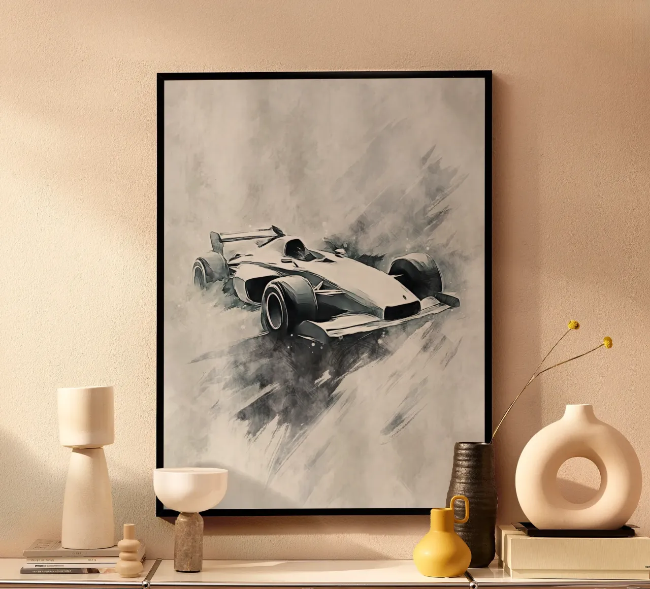 Formula one Car Racing art poster con telaio in legno da Mateo