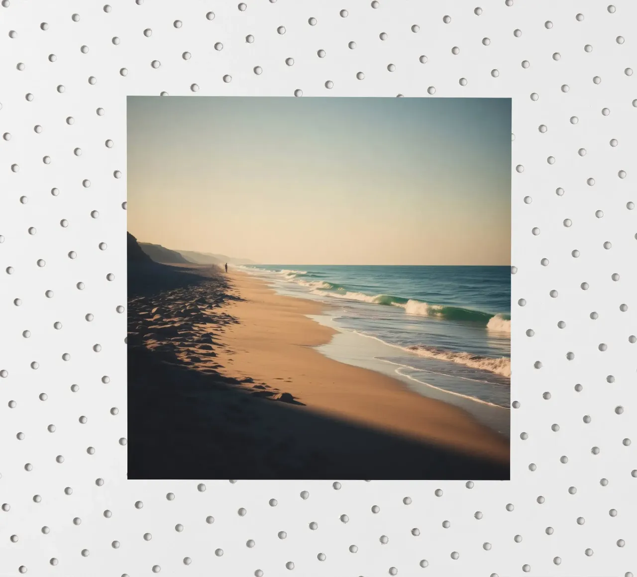 Serene beach view at sunset with gentle waves lapping sticker by DesignDoodle