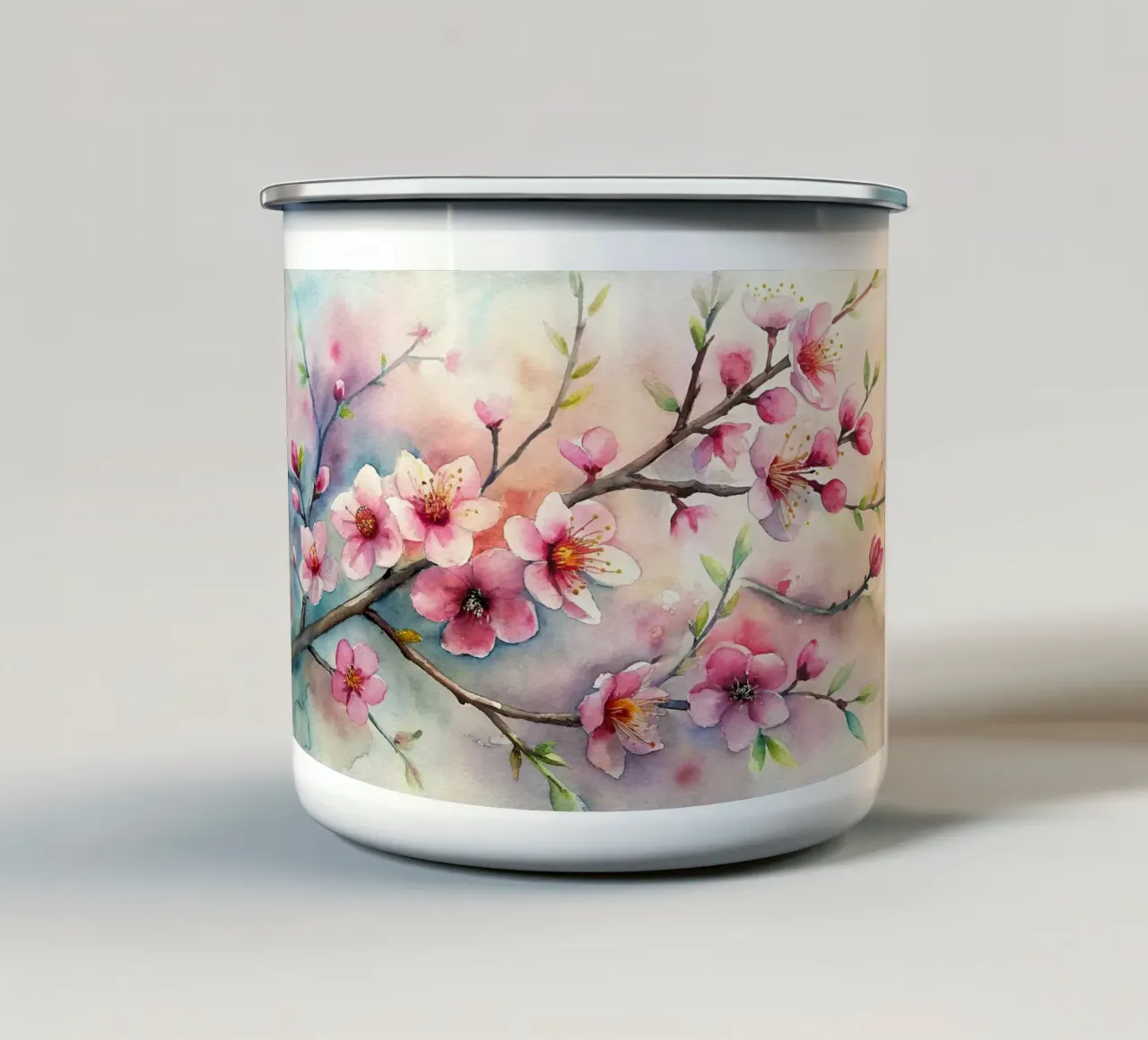 Mandorlo in fiore tazza in smalto da Point and Art