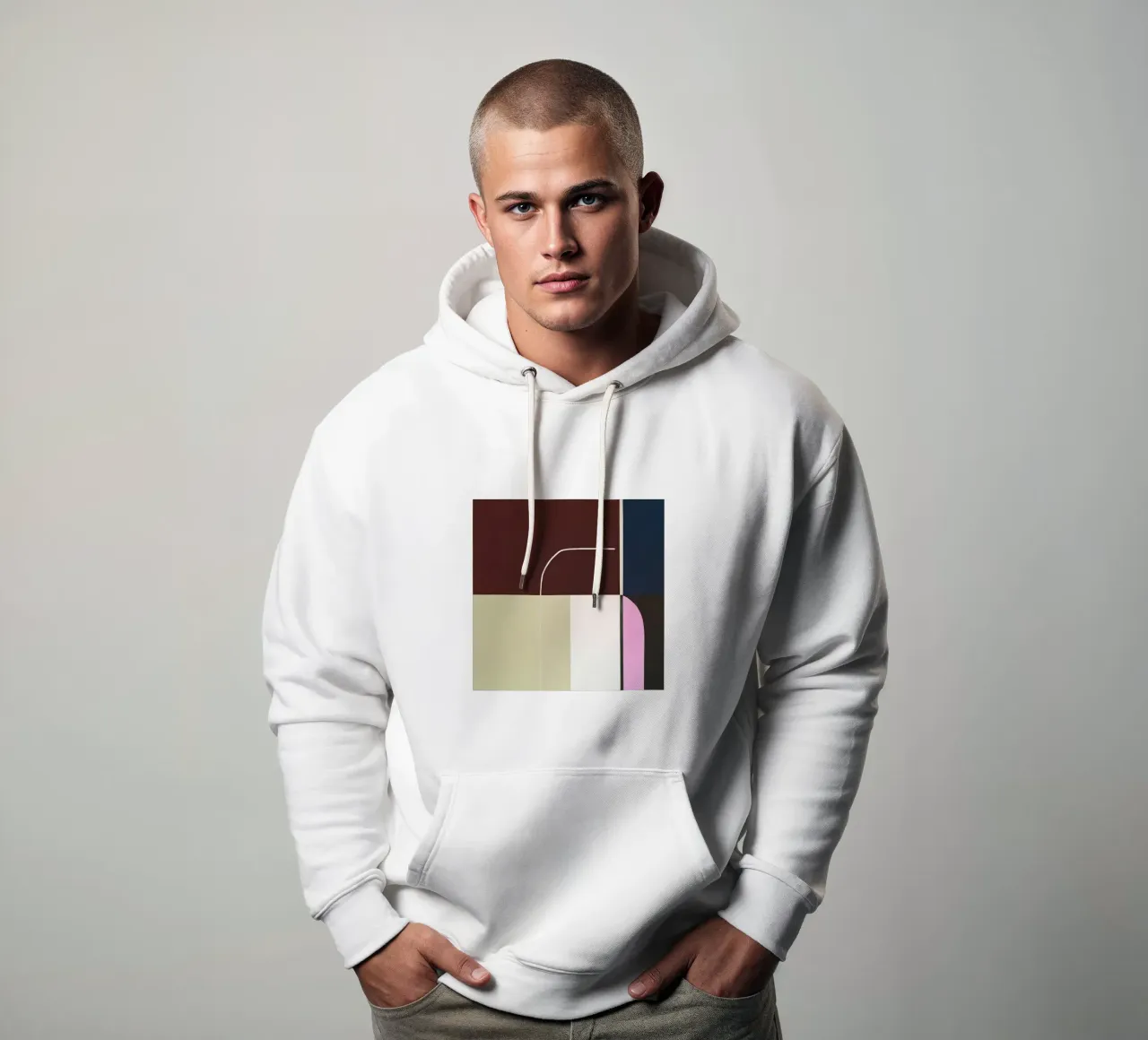 Modern Geometric Design in Muted Tones felpa con cappuccio da Artbyvo