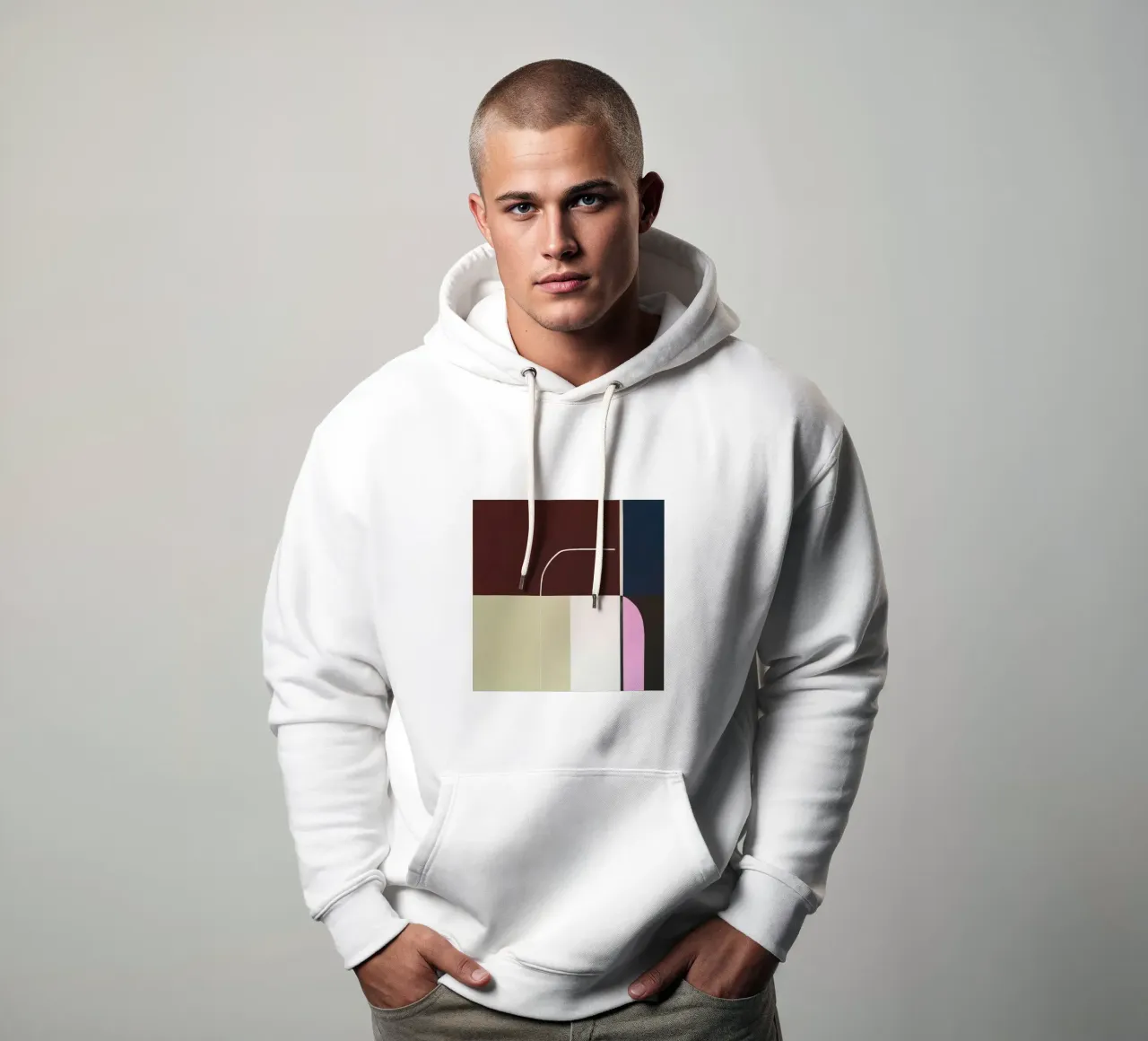 Modern Geometric Design in Muted Tones felpa con cappuccio da Artbyvo