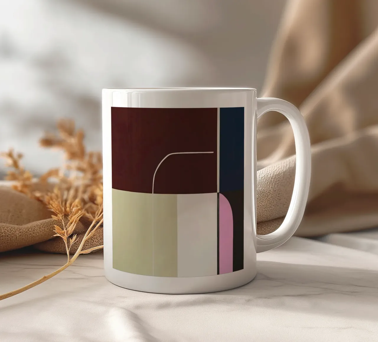 Modern Geometric Design in Muted Tones tazza in ceramica da Artbyvo