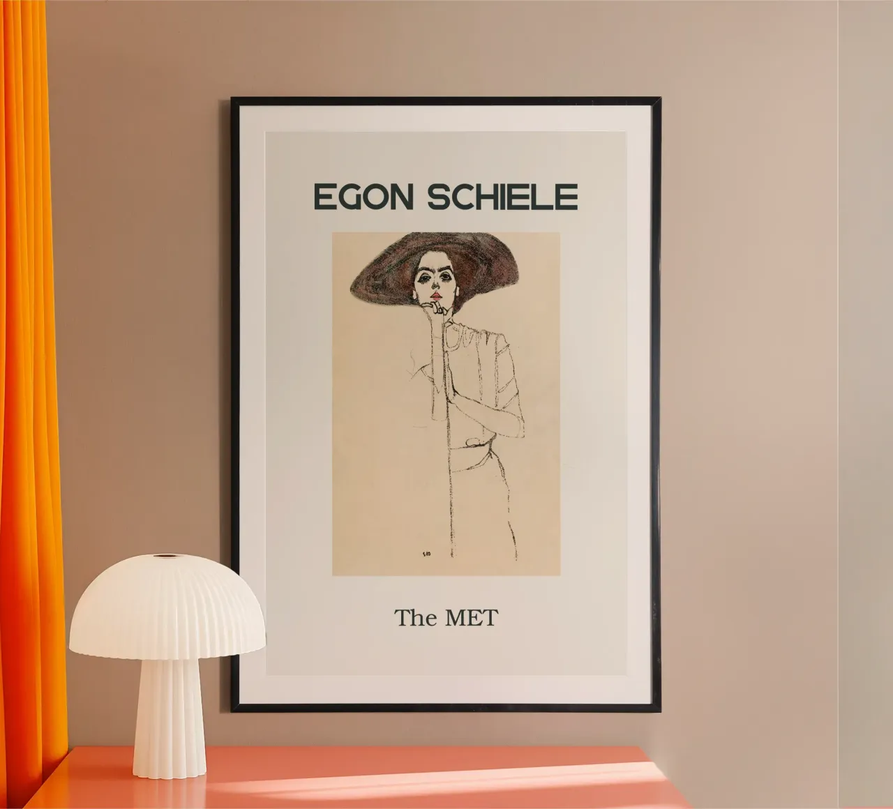 Egon Schiele - Print of a Woman poster con telaio in legno da Second Canvas