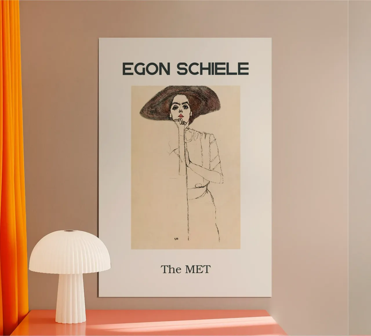 Egon Schiele - Print of a Woman poster con telaio in legno da Second Canvas
