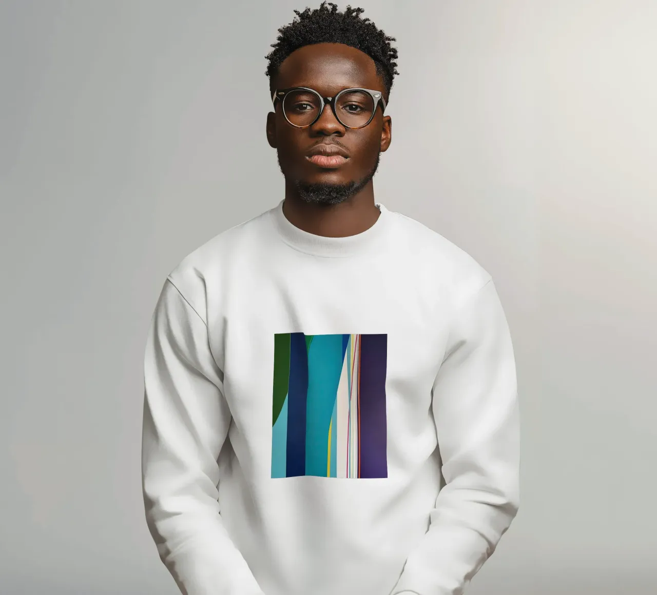 Géométrie verticale colorée avec des bandes bleues, vertes et violettes sweat de Artbyvo