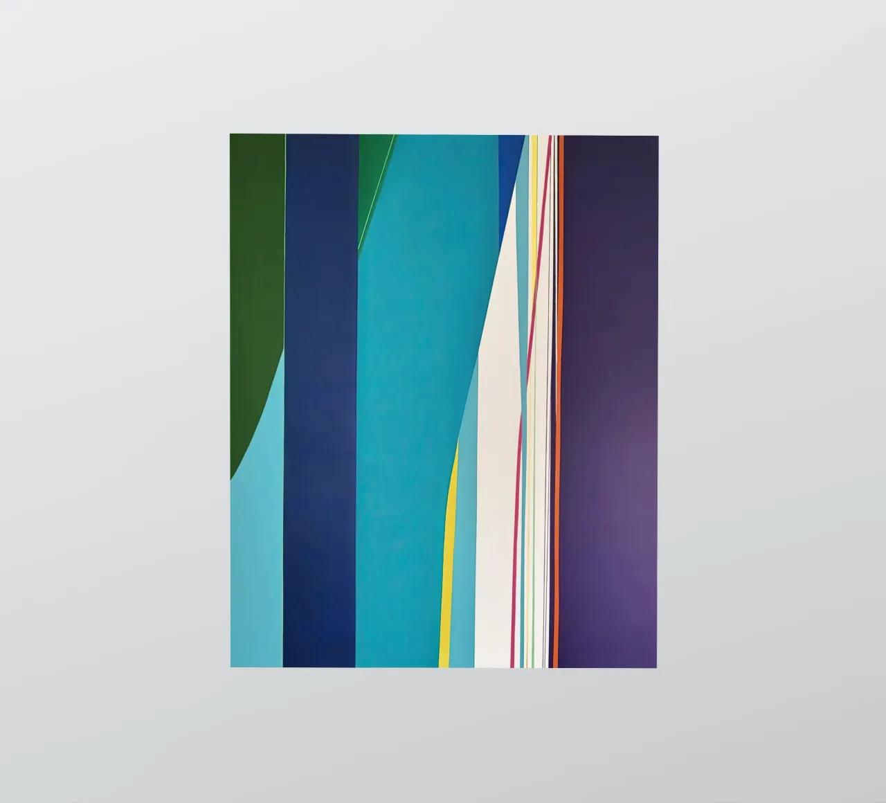 Géométrie verticale colorée avec des bandes bleues, vertes et violettes autocollant de Artbyvo