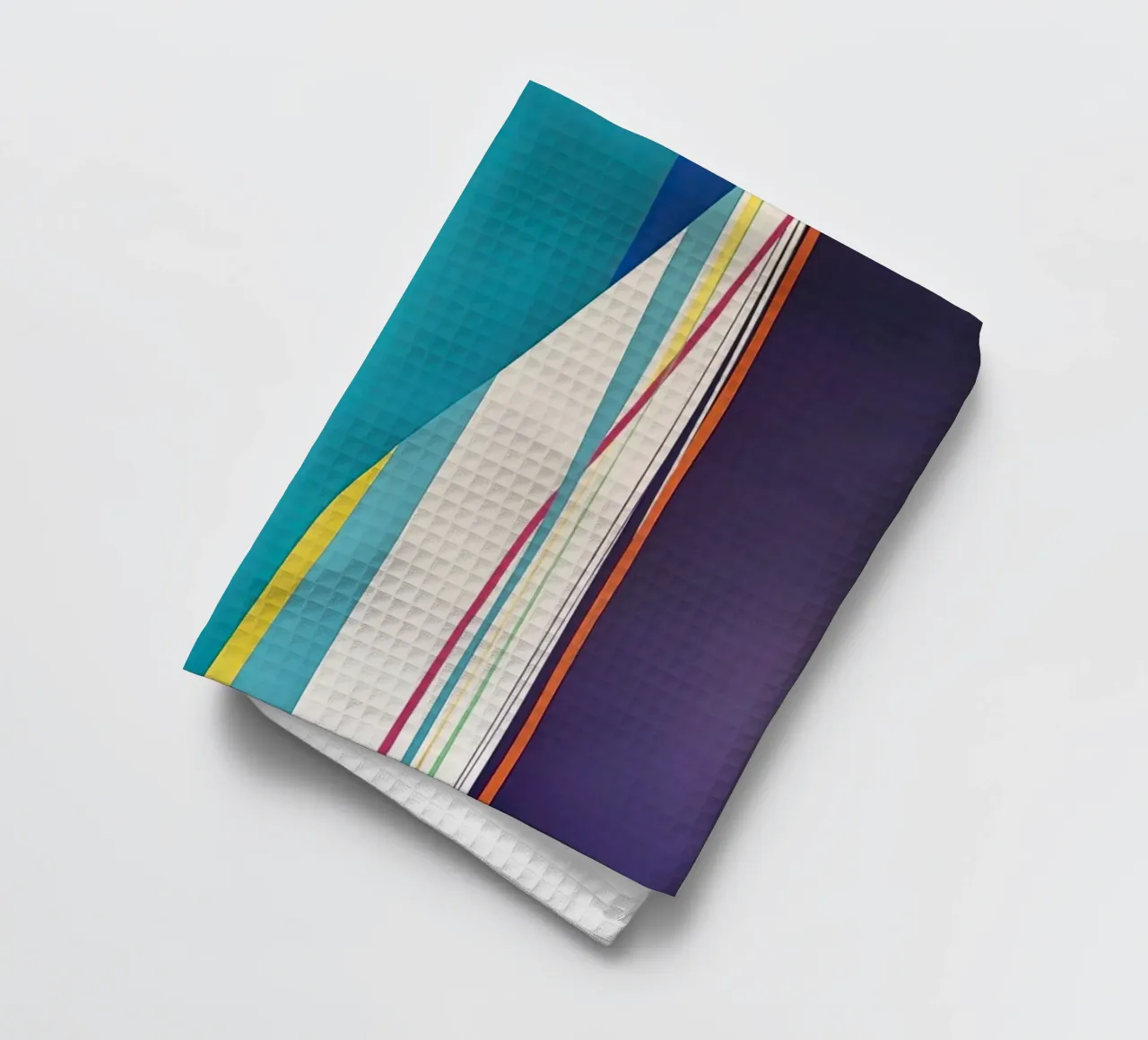 Géométrie verticale colorée avec des bandes bleues, vertes et violettes torchon de Artbyvo
