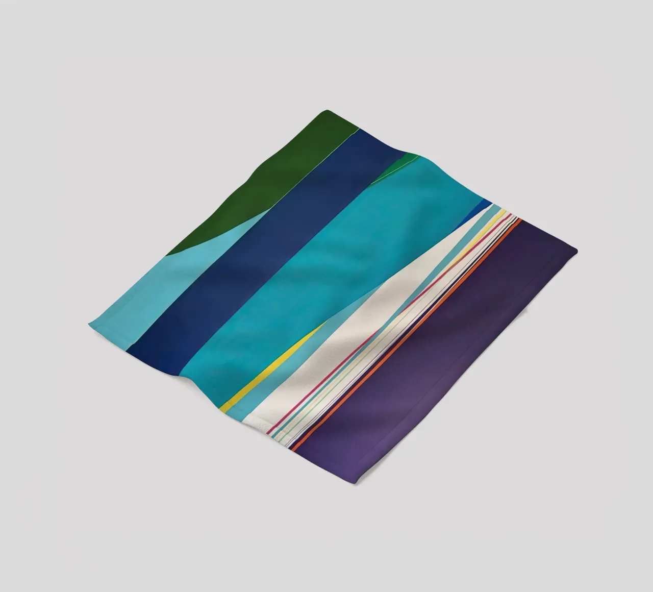 Geometria verticale colorata con strisce blu, verdi e viola coperta in pile da Artbyvo