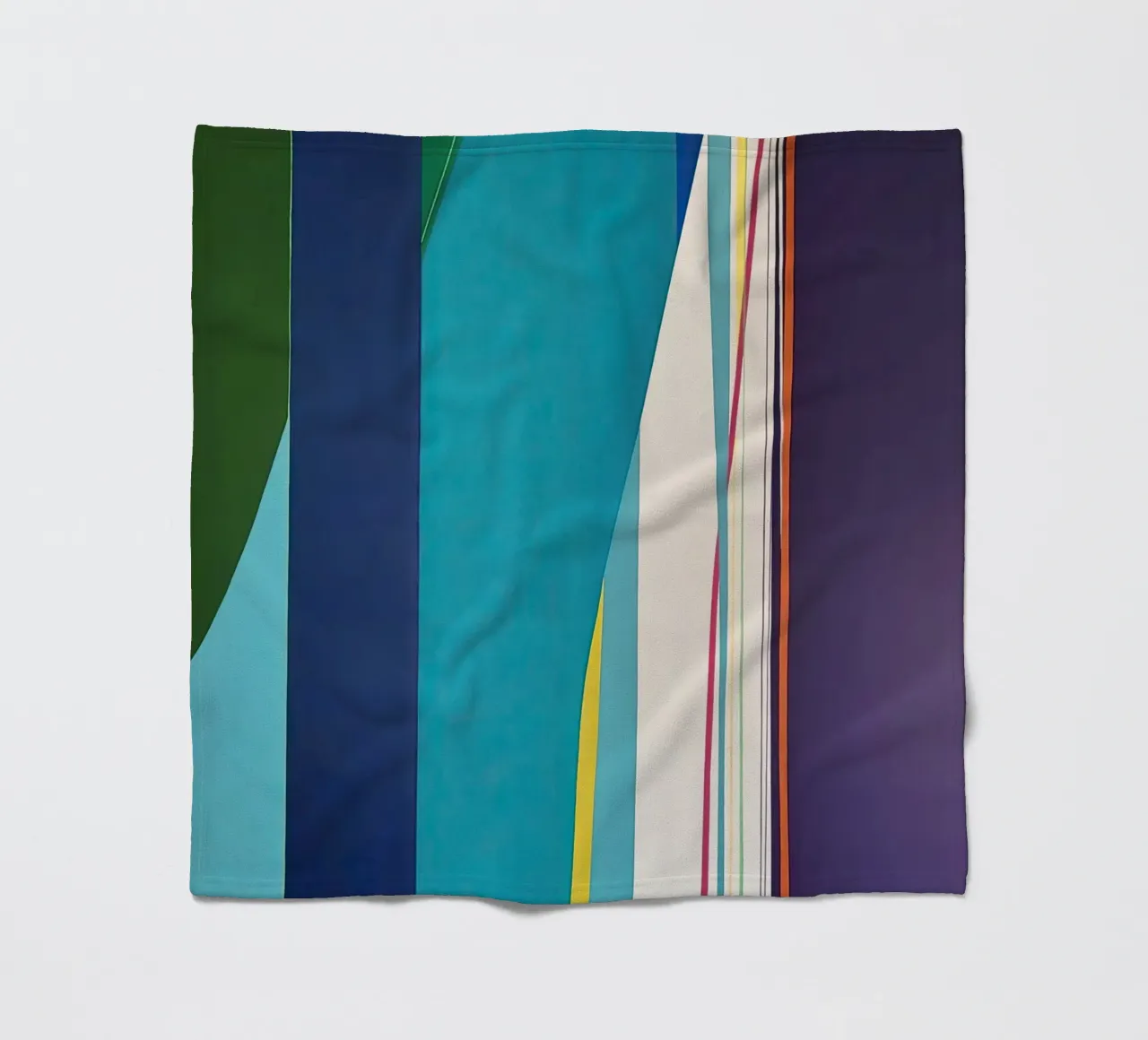 Geometria verticale colorata con strisce blu, verdi e viola coperta in pile da Artbyvo