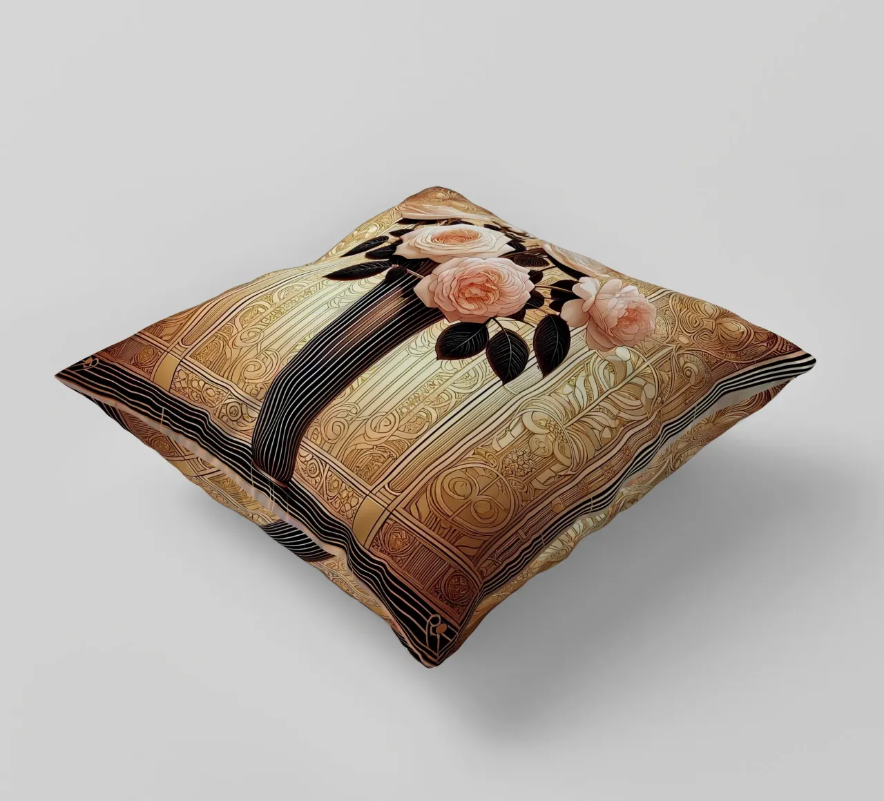 Rose in un vaso sottile cuscino da Art-Nouveau-Dsg
