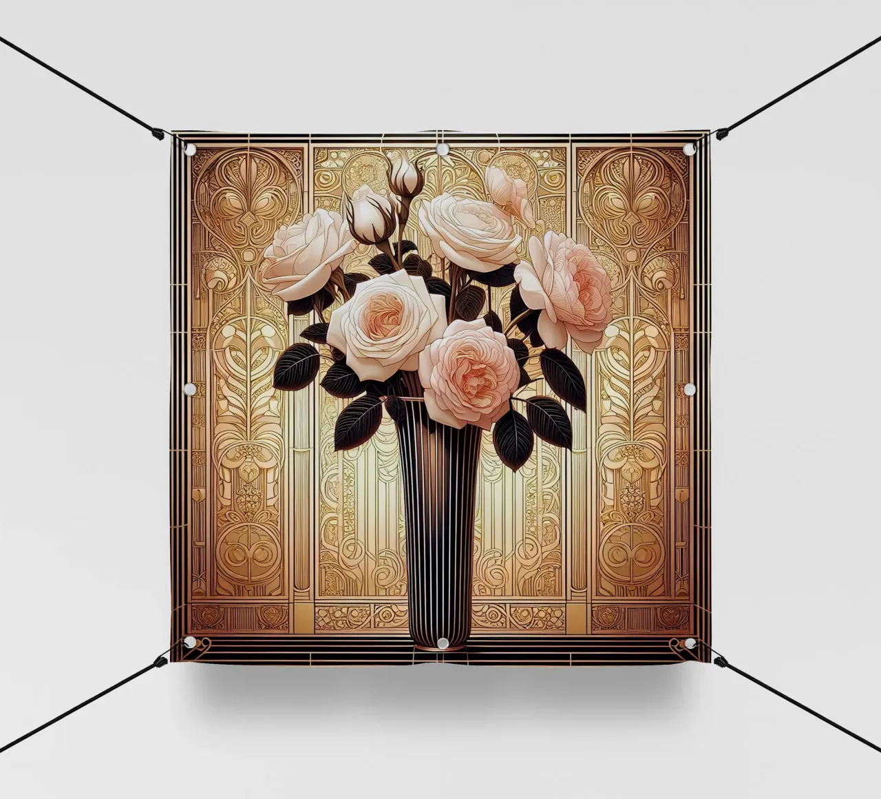 Rose in un vaso sottile telo in pvc da Art-Nouveau-Dsg