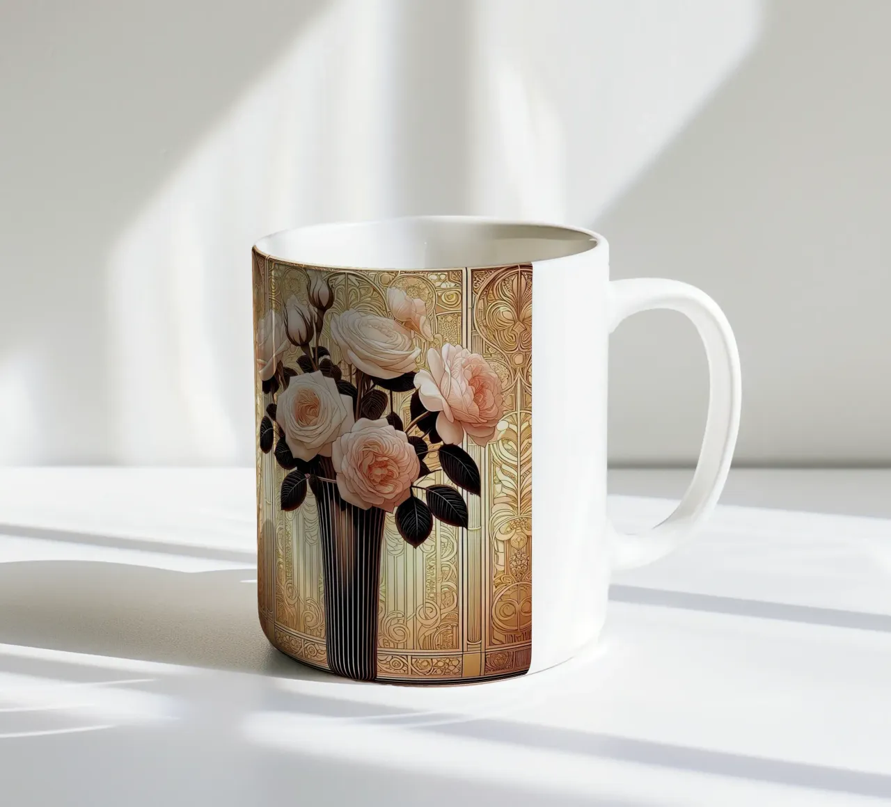 Rose in un vaso sottile tazza in ceramica da Art-Nouveau-Dsg