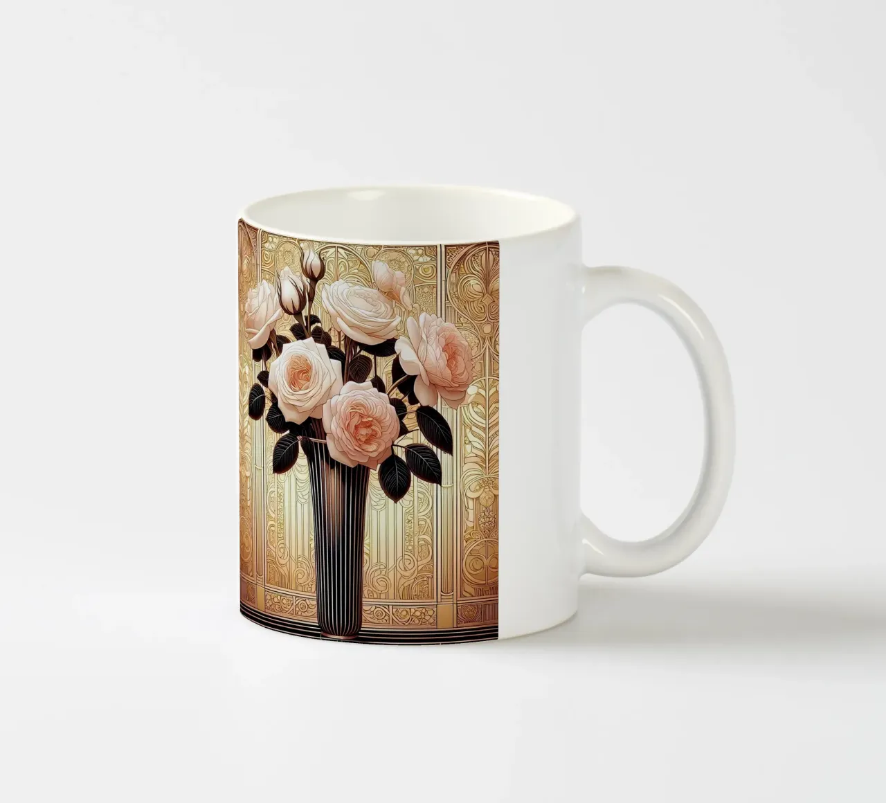 Rose in un vaso sottile tazza in ceramica da Art-Nouveau-Dsg