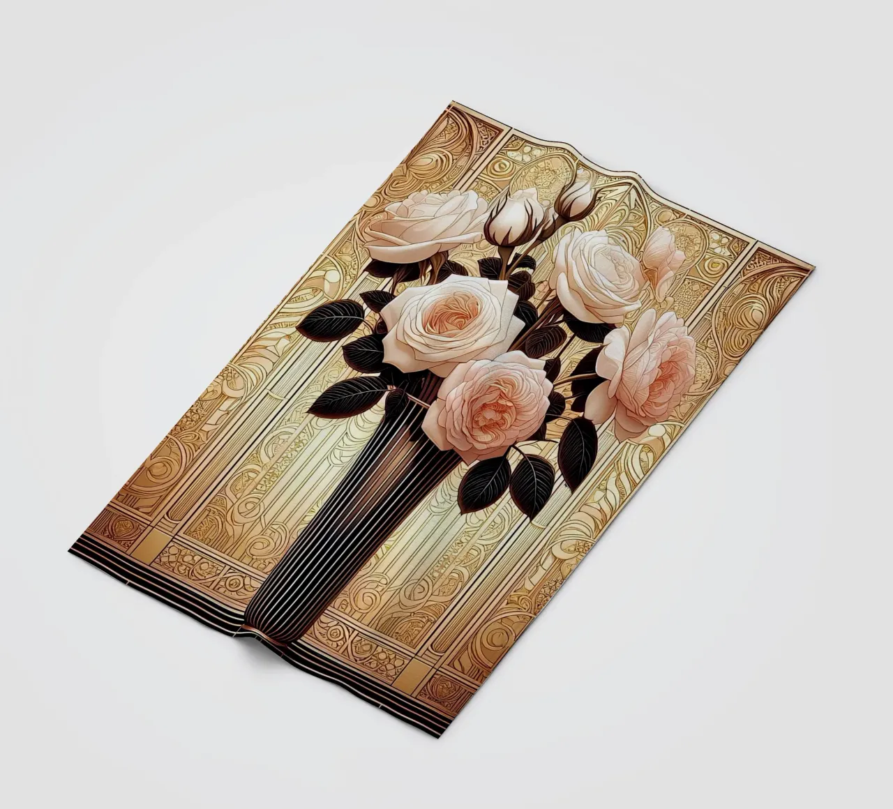 Rose in un vaso sottile coperta in pile da Art-Nouveau-Dsg
