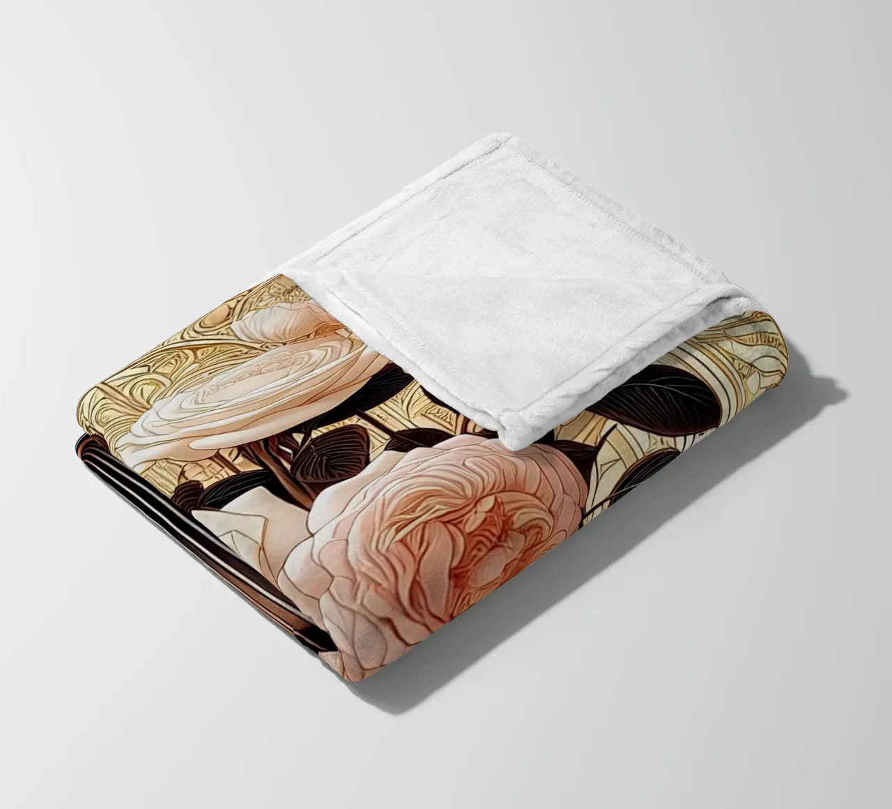 Rose in un vaso sottile coperta in pile da Art-Nouveau-Dsg