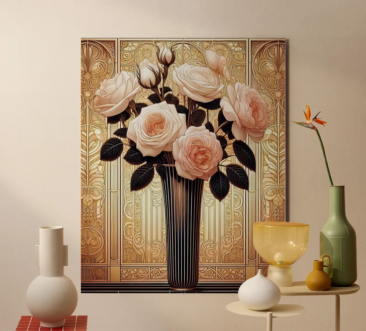 Rose in un vaso sottile alluminio dibond da Art-Nouveau-Dsg