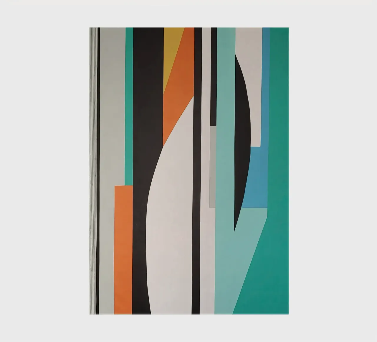 Abstract teal geometry with orange and black shapes notebook by Artbyvo