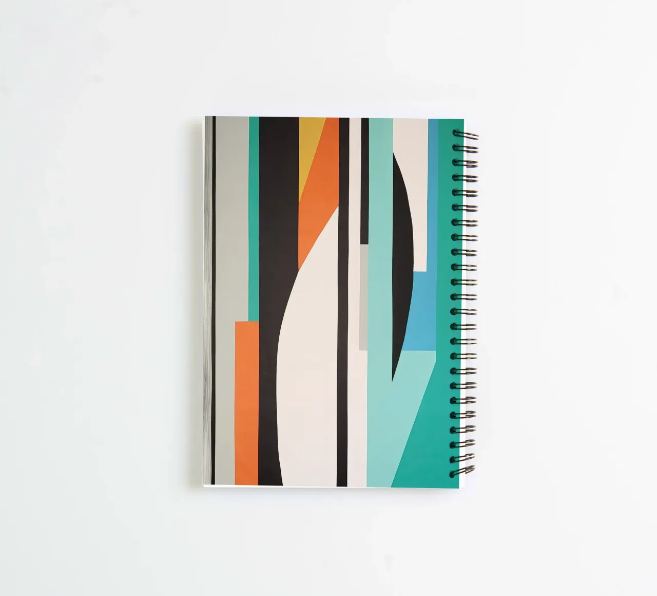 Abstrakte tealfarbene Geometrie mit orangefarbenen und schwarzen Formen Ringbuch von Artbyvo