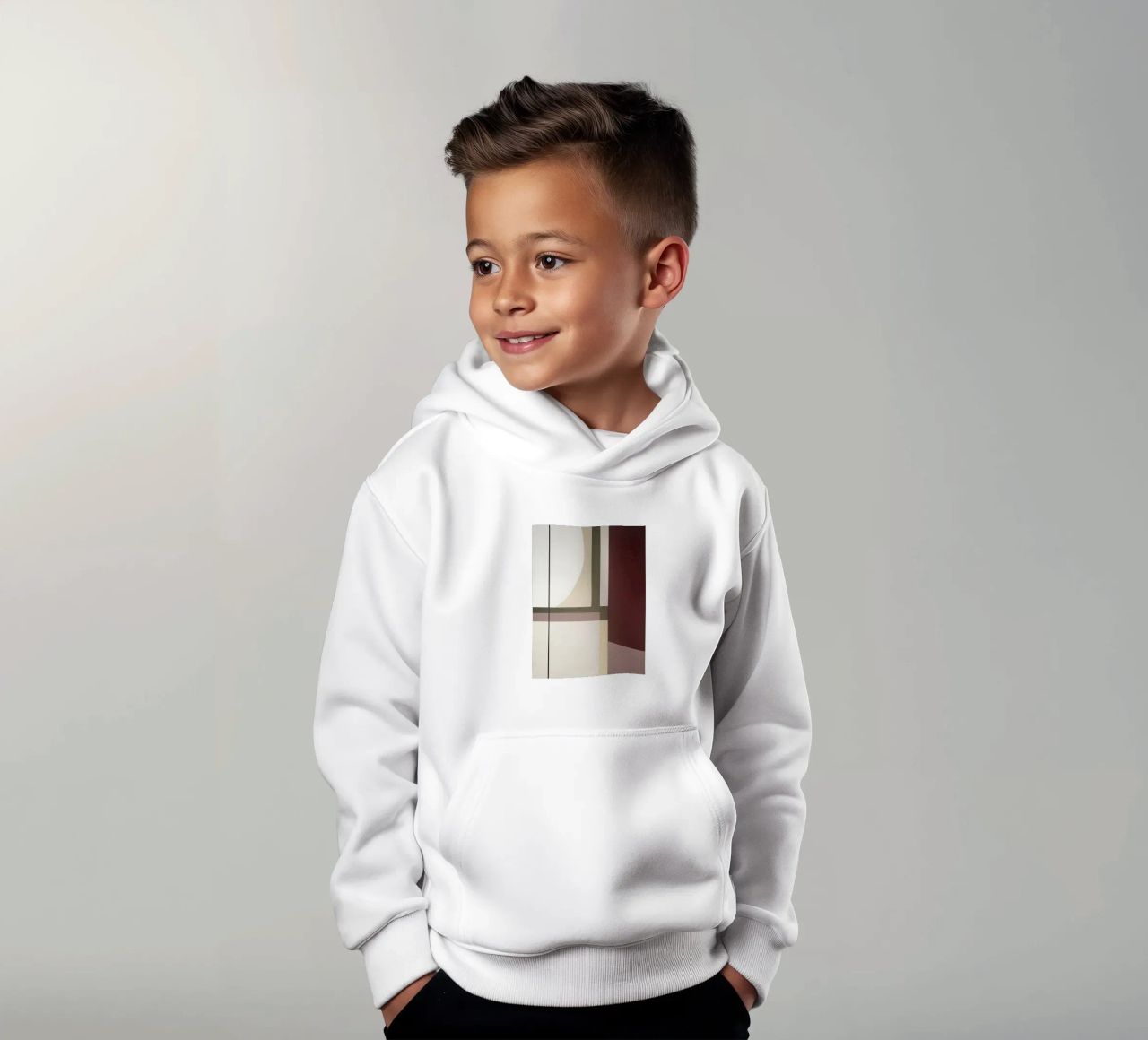 Composizione minimalista con linee curve e rette felpa bambino con cappuccio da Artbyvo