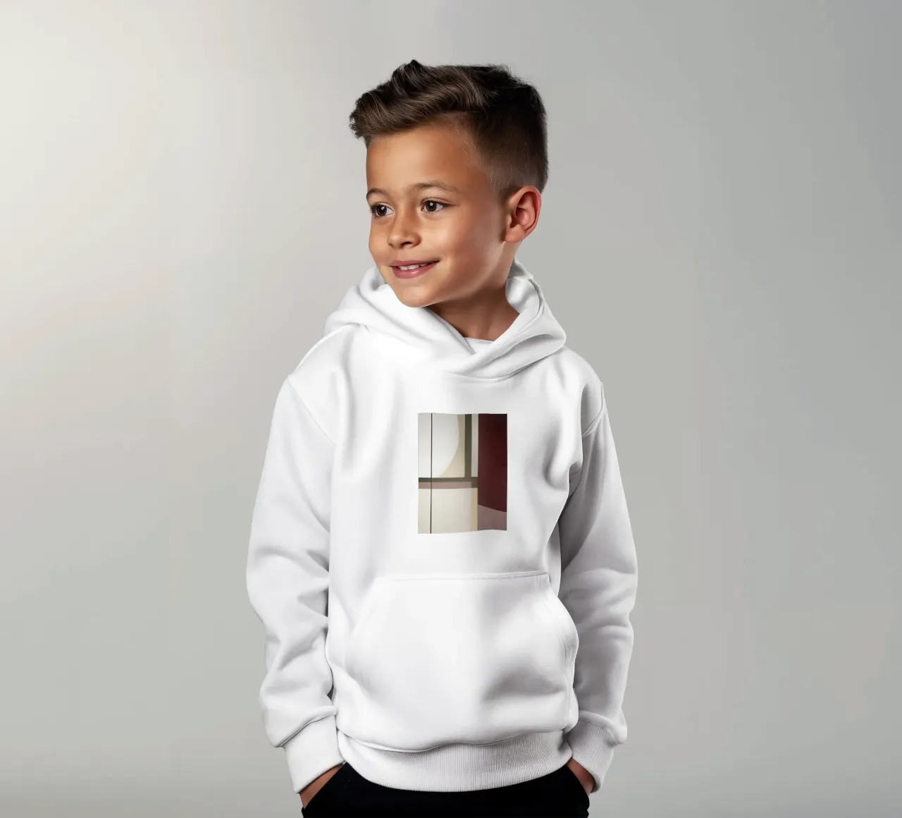 Composizione minimalista con linee curve e rette felpa bambino con cappuccio da Artbyvo
