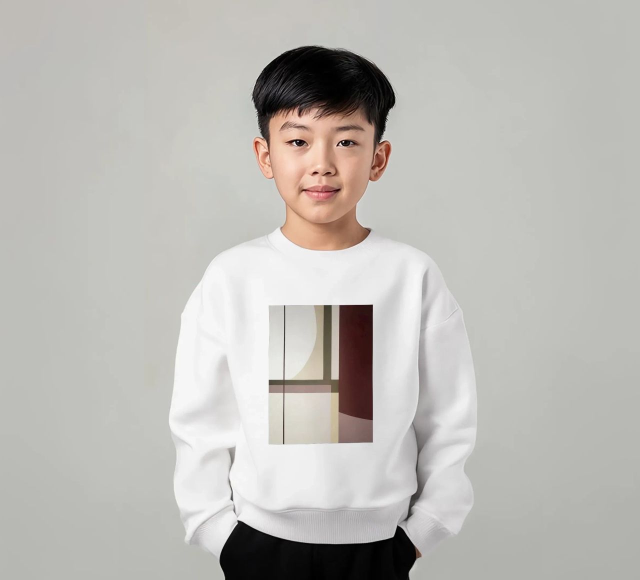 Composizione minimalista con linee curve e rette felpa bambino da Artbyvo