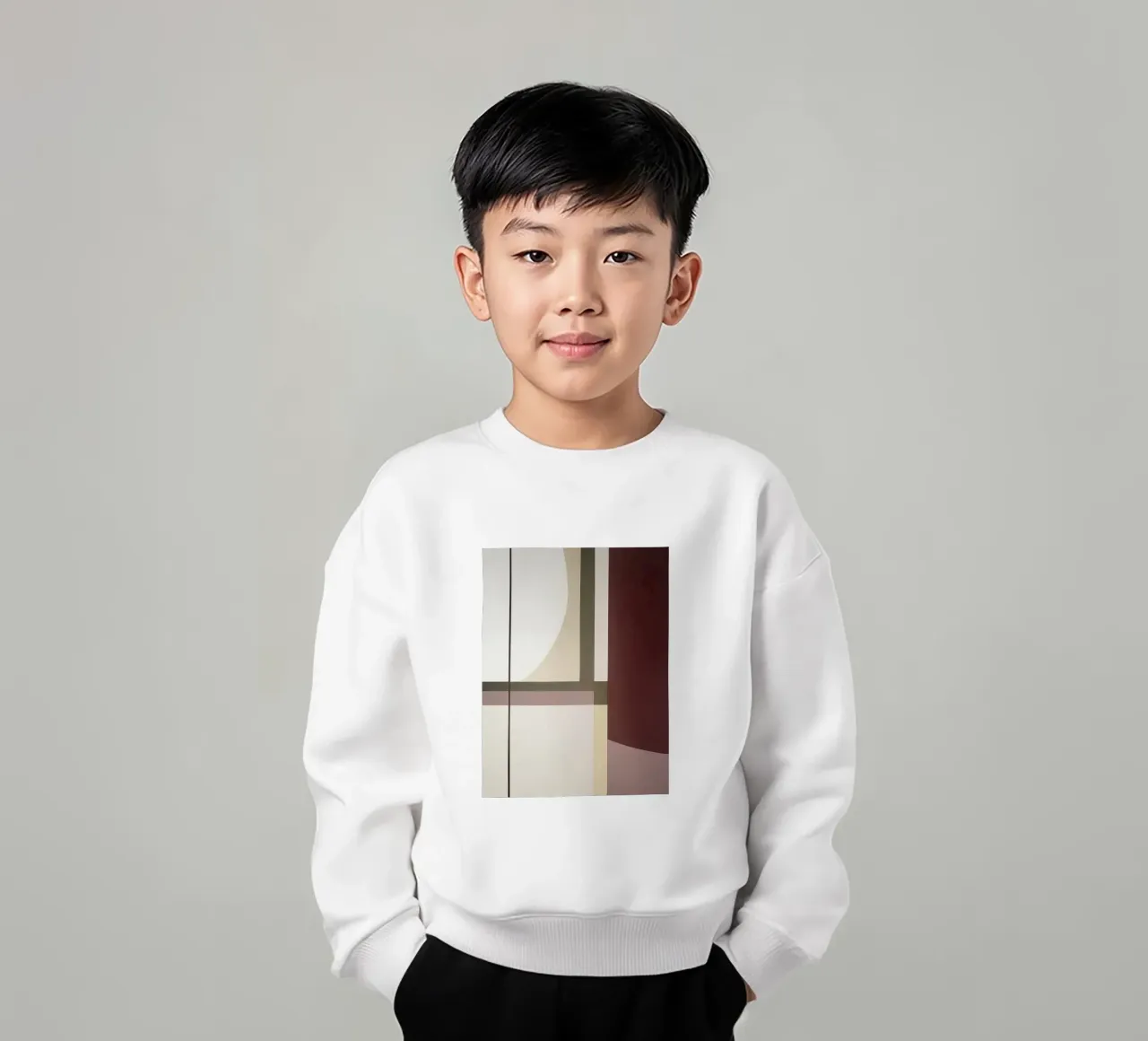 Composición minimalista con líneas curvas y rectas sudadera para niño de Artbyvo