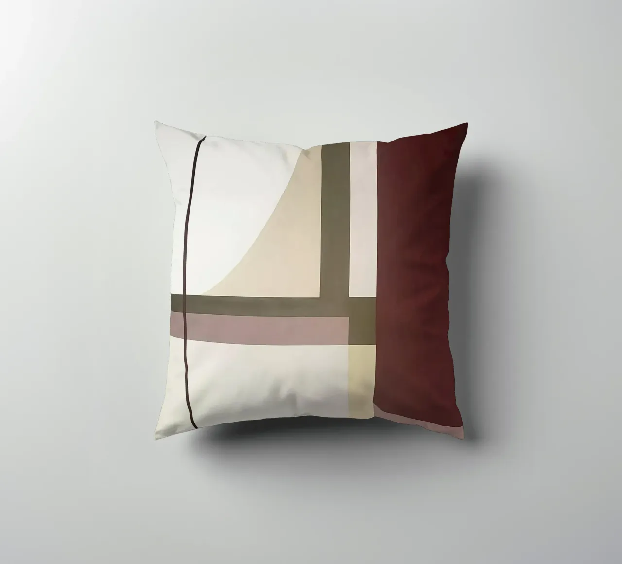 Minimalistische compositie met gebogen en rechte lijnen kussen van Artbyvo