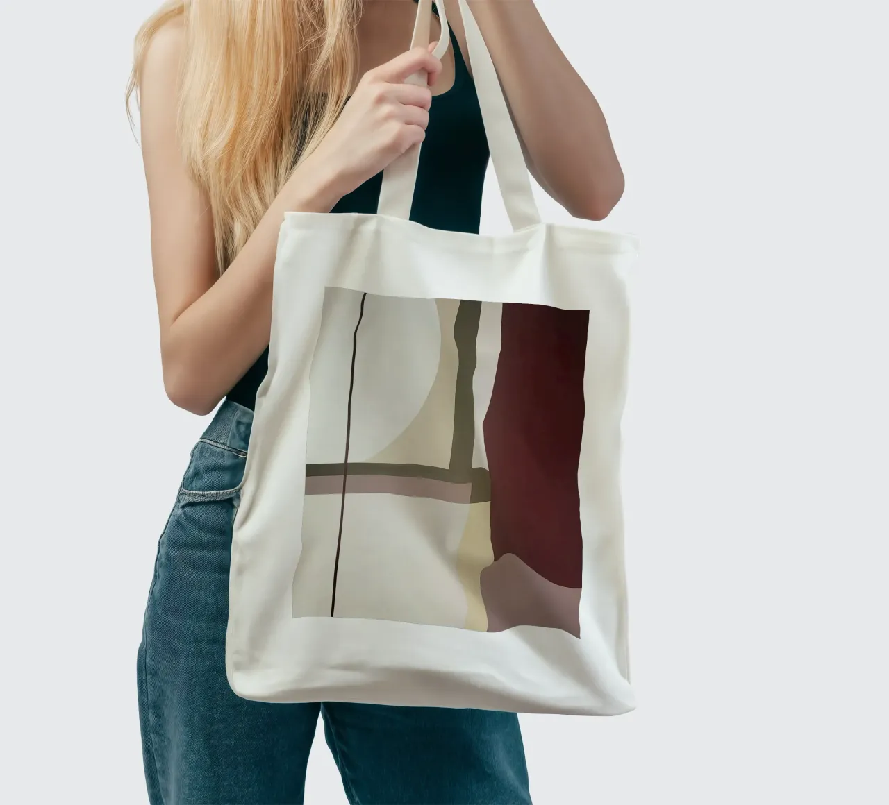 Minimalist Composition with Curved and Straight Lines tote bag by Artbyvo