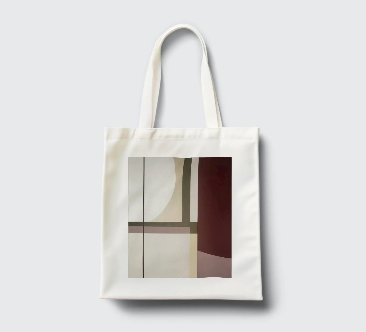Composizione minimalista con linee curve e rette borsa in juta da Artbyvo
