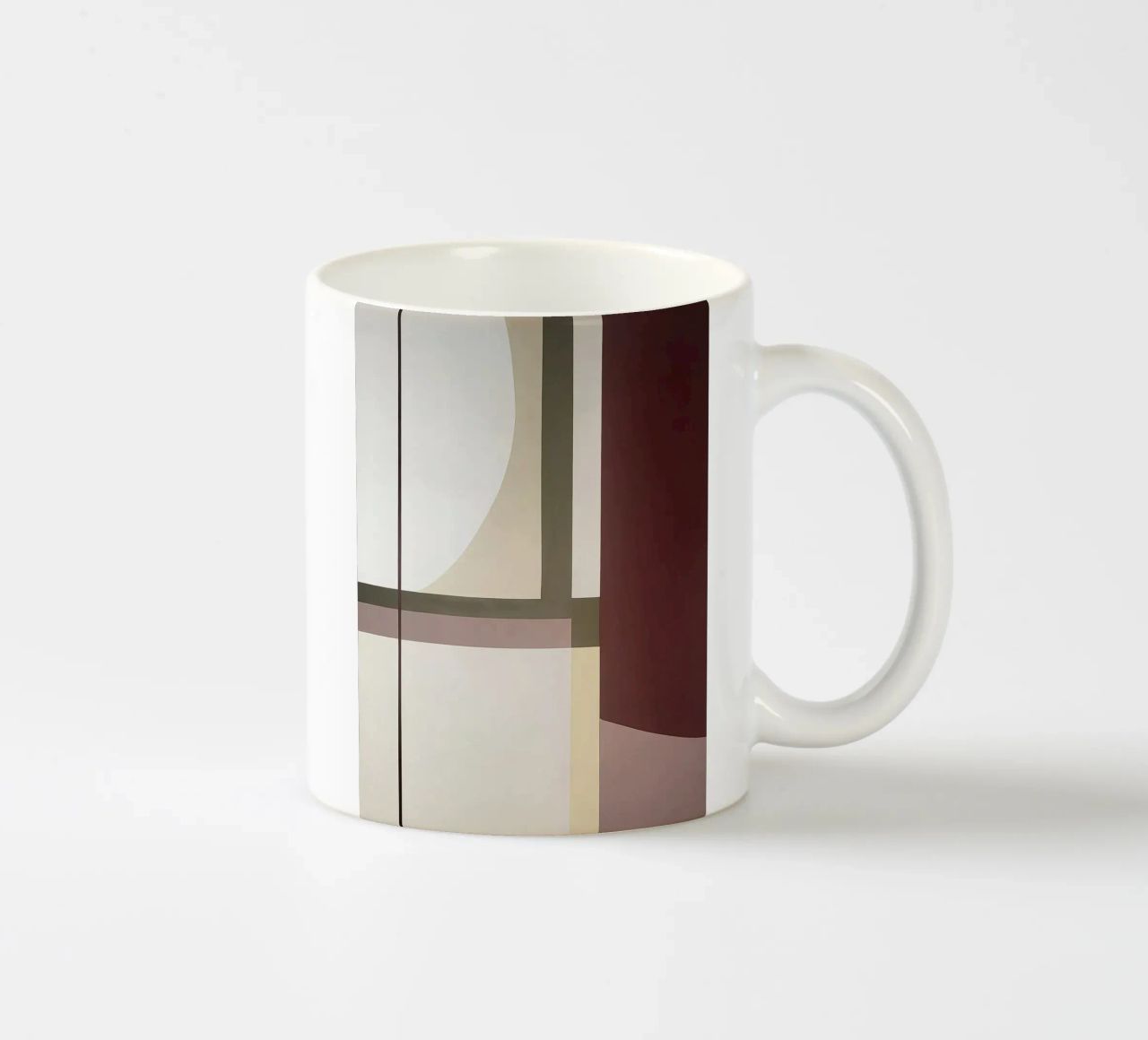 Composizione minimalista con linee curve e rette tazza in ceramica da Artbyvo