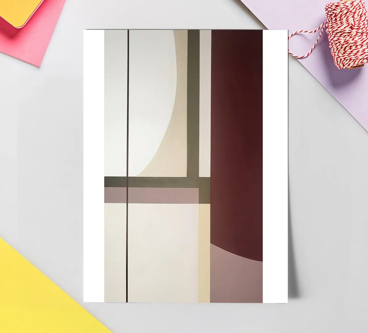 Composizione minimalista con linee curve e rette foglio adesivo da Artbyvo