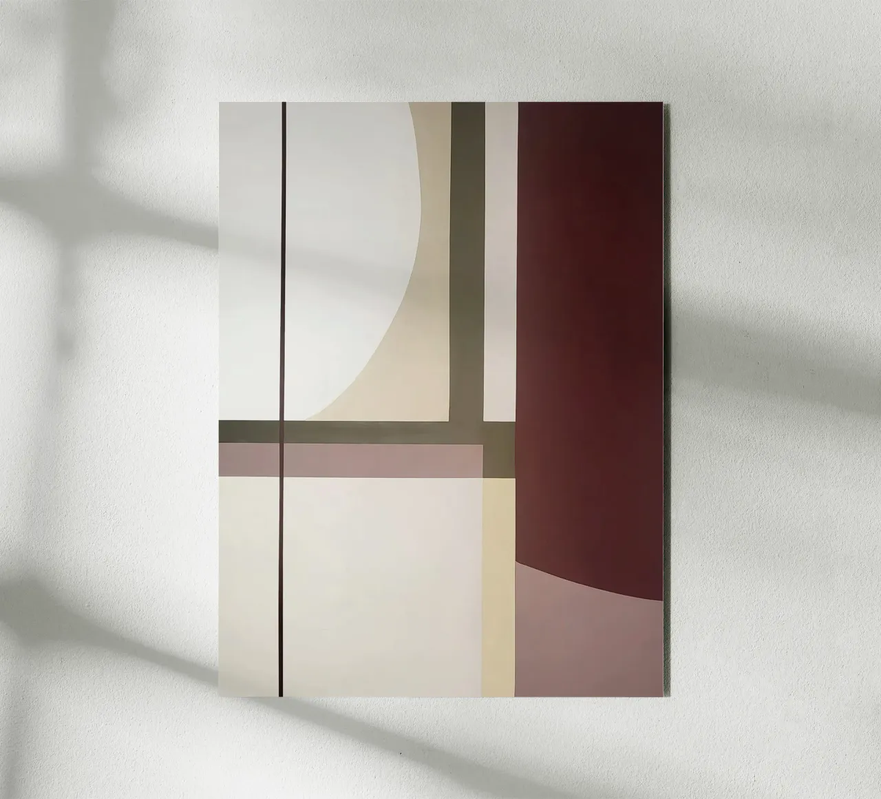 Minimalistische compositie met gebogen en rechte lijnen aluminium-dibond van Artbyvo