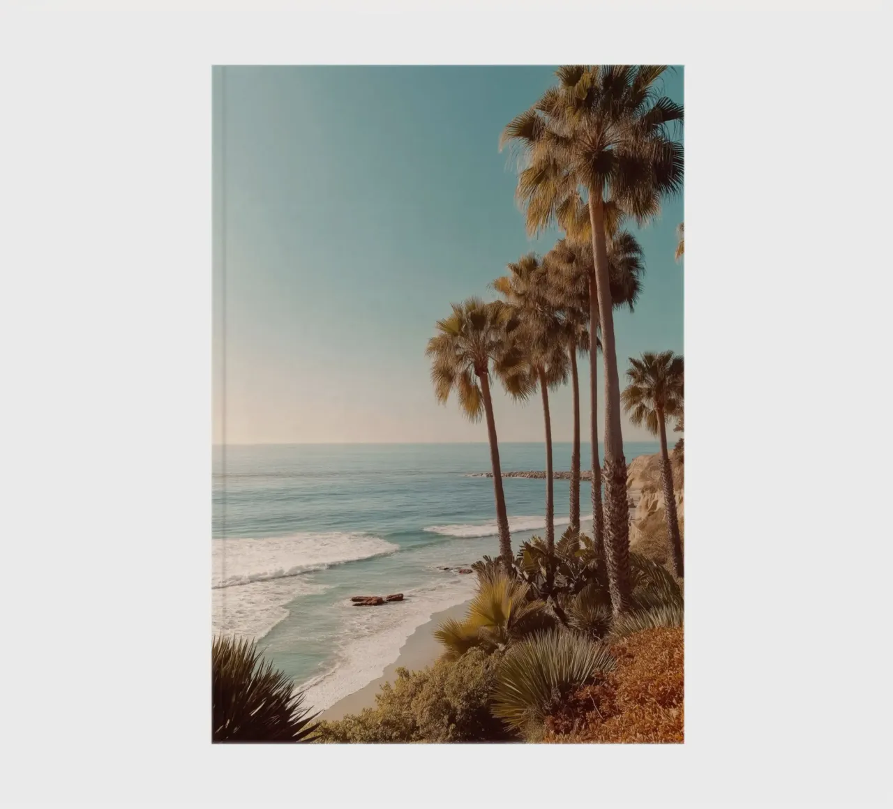 Sunset Palm Trees by the Ocean notebook by Indigo Tides Art