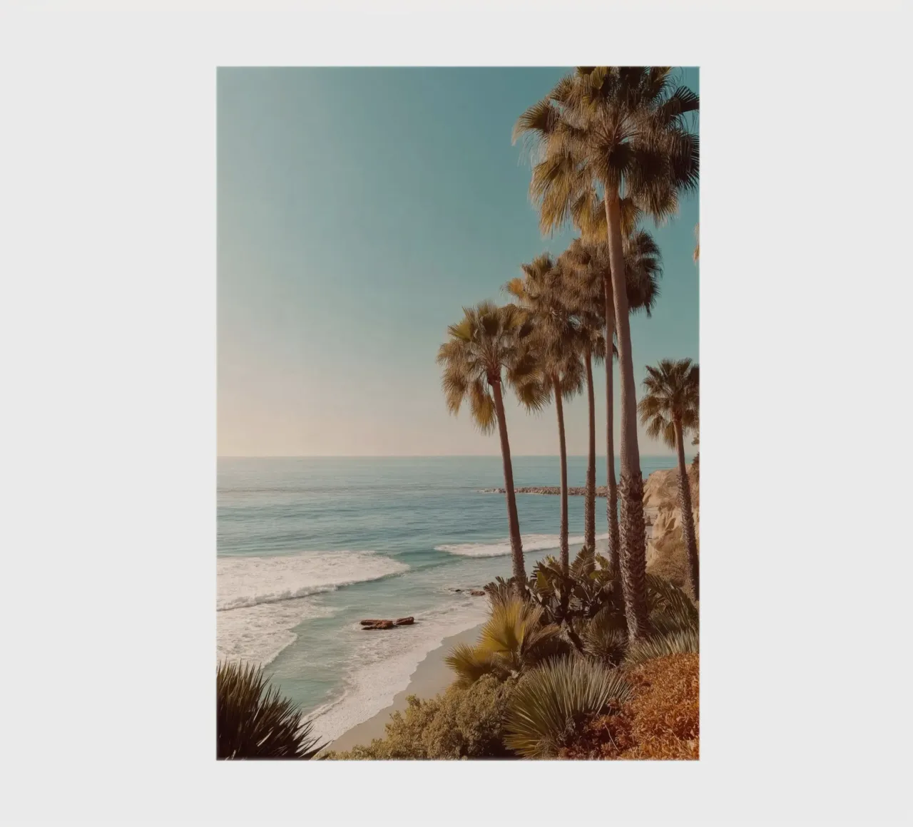 Sunset Palm Trees by the Ocean notebook by Indigo Tides Art