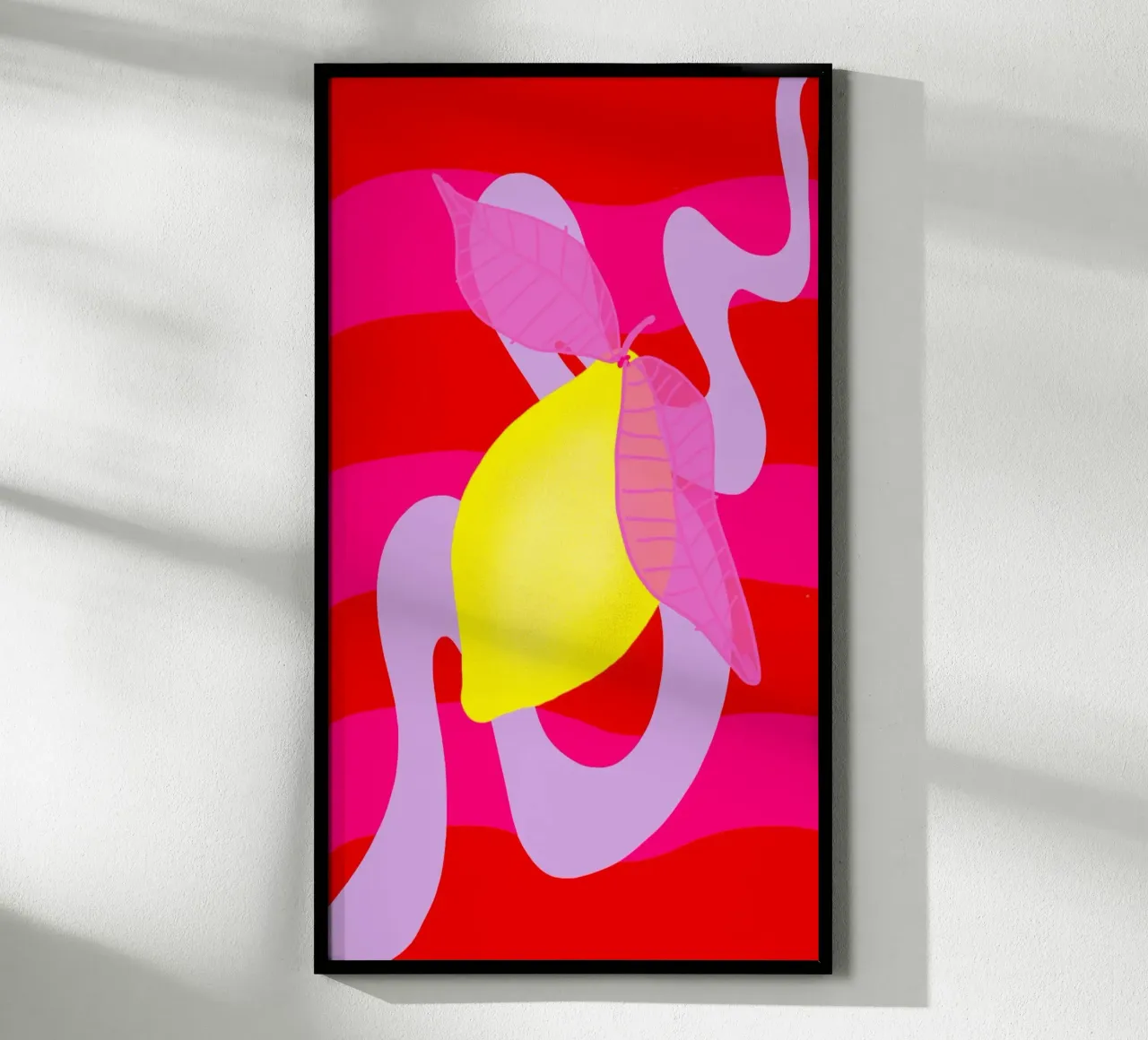 Zitronenparty in Pink poster con telaio in plastica da wee-design