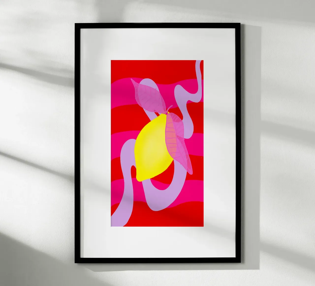Zitronenparty in Pink poster con telaio in plastica da wee-design