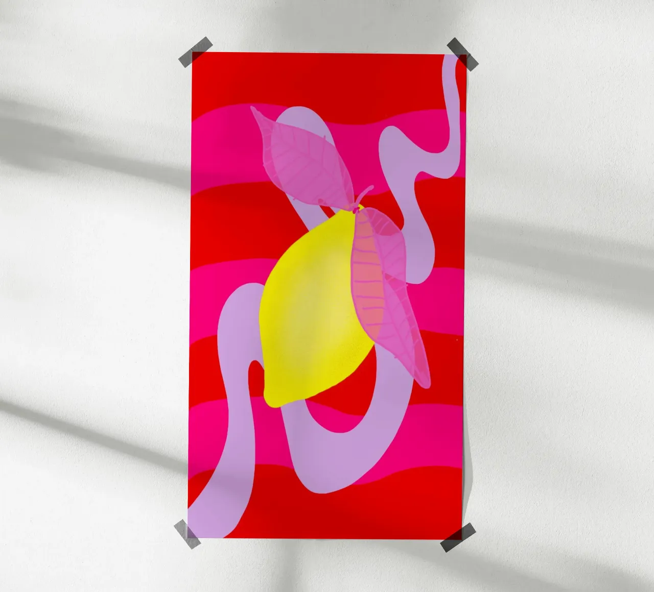 Zitronenparty in Pink poster con telaio in plastica da wee-design