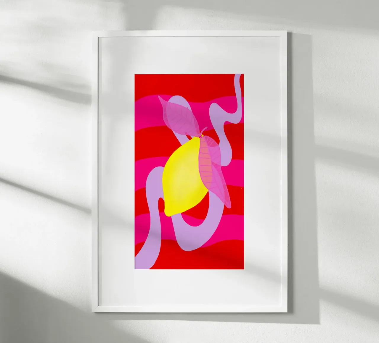 Zitronenparty in Pink poster con telaio in plastica da wee-design