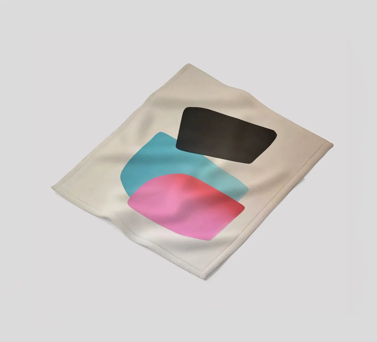Modern Geometric Abstract in Pink, Blue and Black coperta in pile da Artbyvo