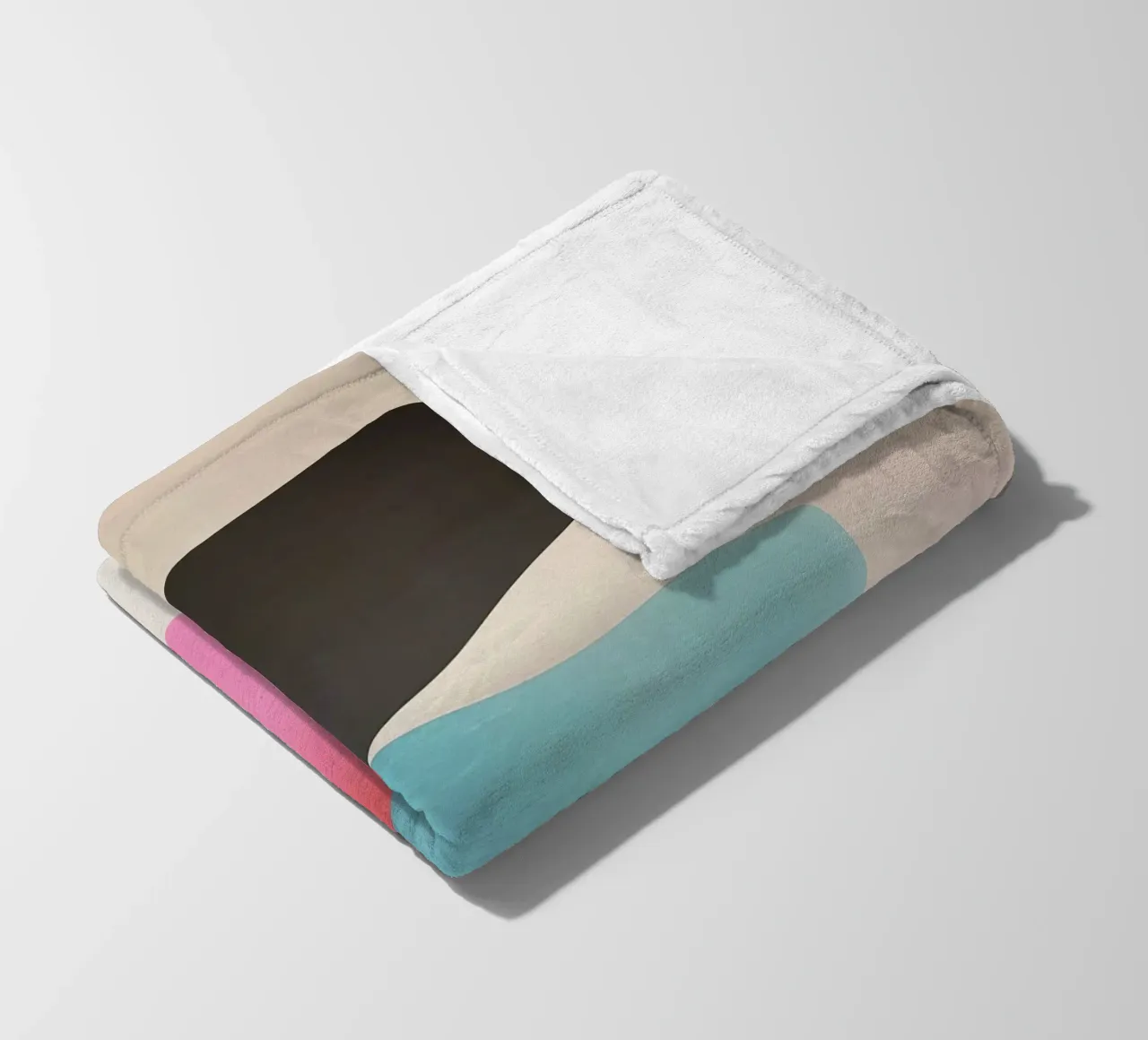 Modern Geometric Abstract in Pink, Blue and Black coperta in pile da Artbyvo