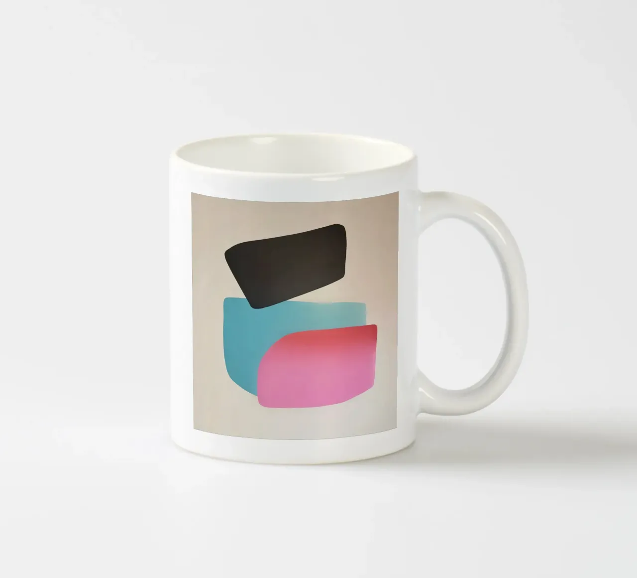 Modern Geometric Abstract in Pink, Blue and Black tazza in ceramica da Artbyvo