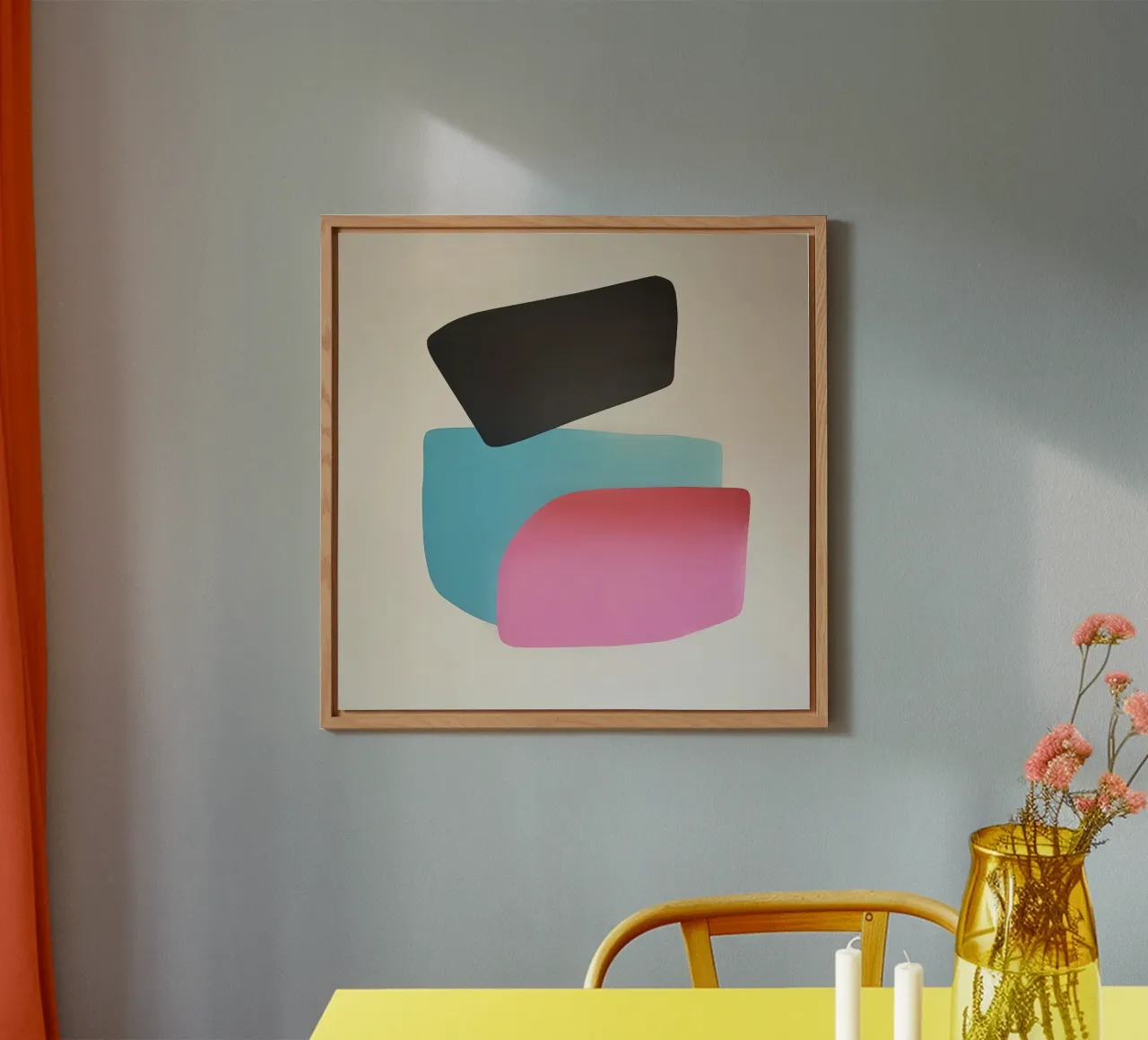 Modern Geometric Abstract in Pink, Blue and Black alluminio dibond da Artbyvo