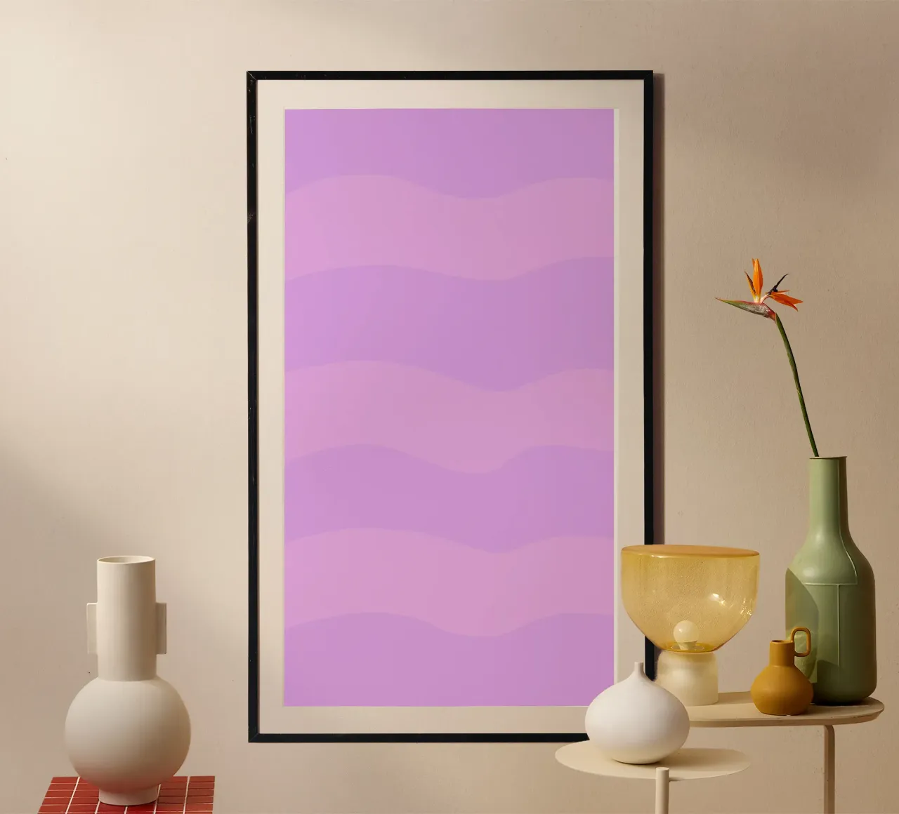 Wavy Lilac poster with aluminum frame by wee-design