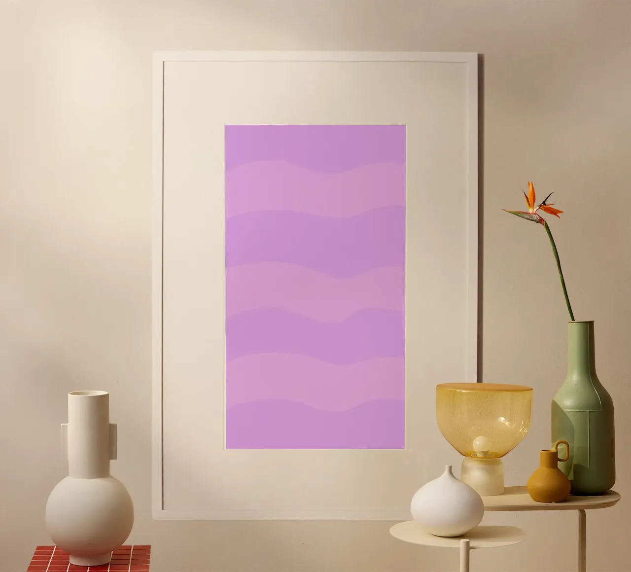 Wavy Lilac poster with aluminum frame by wee-design